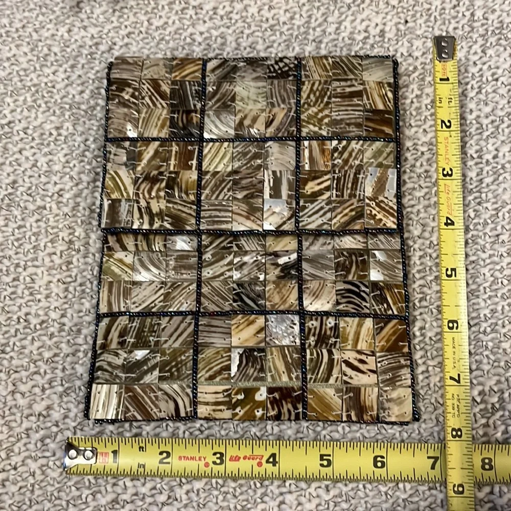 Unique Patchwork Sea Shell Clutch Pouch Bag Purse & Sunglasses Bundle